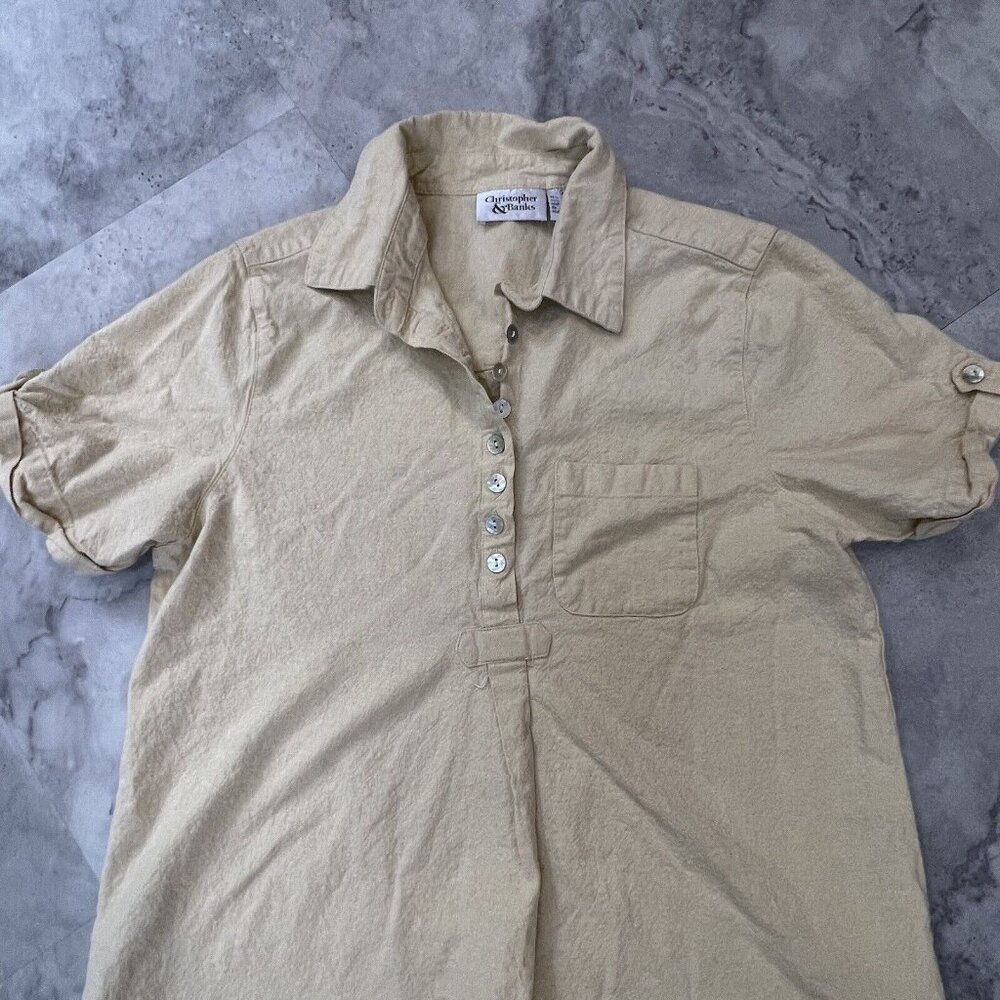 Christopher & Banks Yellow Sleeveless Linen Blend Dress Women's Size Medium M - Picture 2 of 5